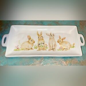 Stoneware Spring Bunny Tray